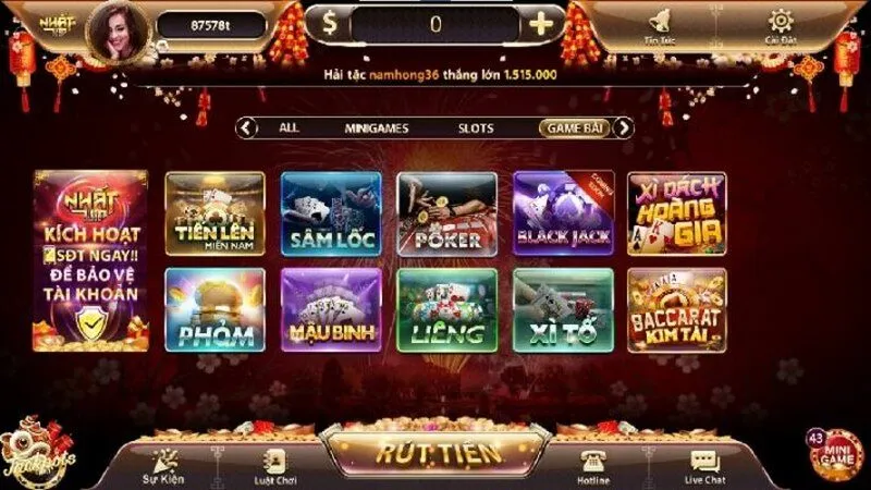 Game bài Sâm lốc được yêu thích tại Nhatvip